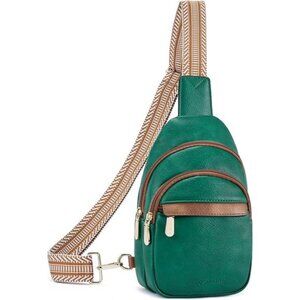 Sling Bag for Women Leather Crossbody Bags Fanny Pack Chest Bag Green